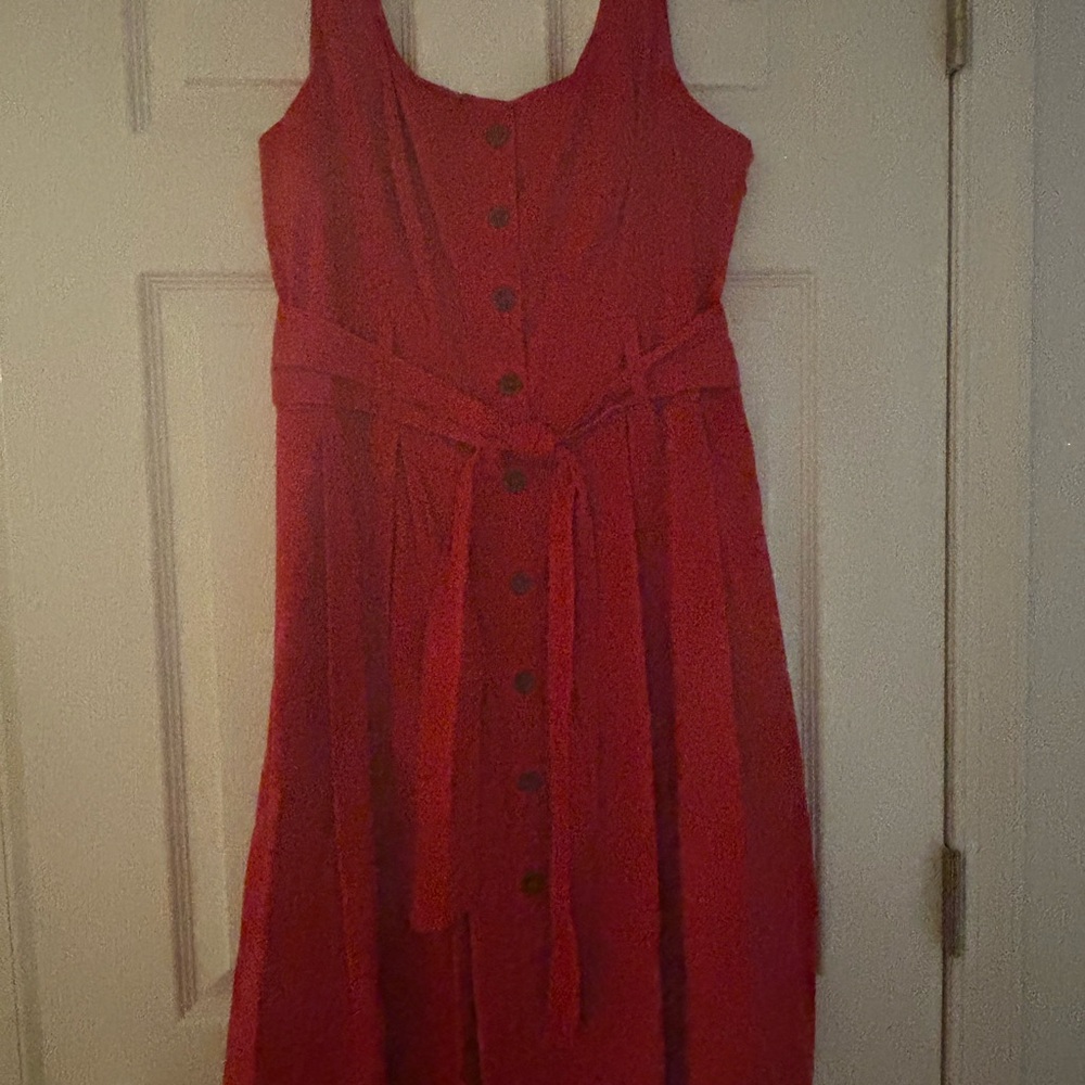 1901 Scarlet Button-Front Midi Dress